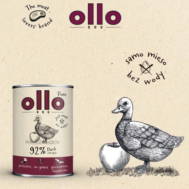 OLLO Pure Duck with apple - wet dog food - 400g