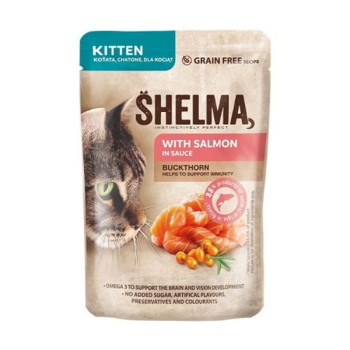 SHELMA Kitten with salmon in sauce - wet cat food - 85g SHELMA Kitten with salmon in sauce - wet cat food - 85g