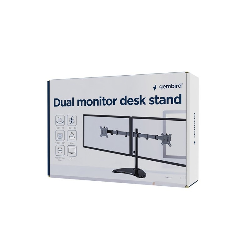 Gembird MS-D2ST-02 Monitor desk stand (rotate, tilt, swivel), 13”-32”, black