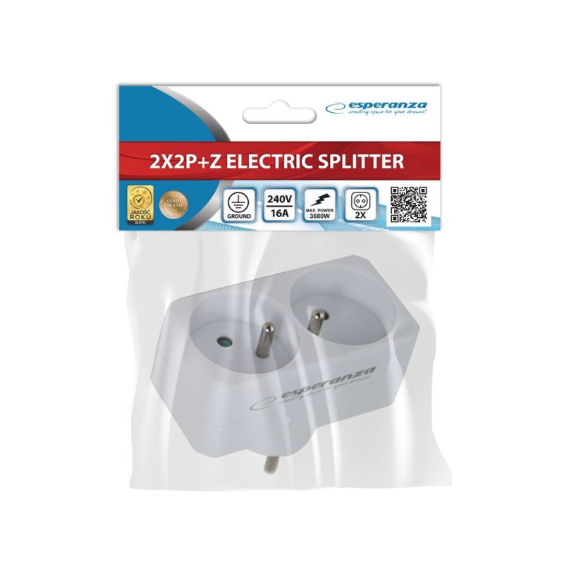 Esperanza ELK305W Electrical Splitter 2 Sockets White Esperanza ELK305W Electrical Splitter 2 Sockets White