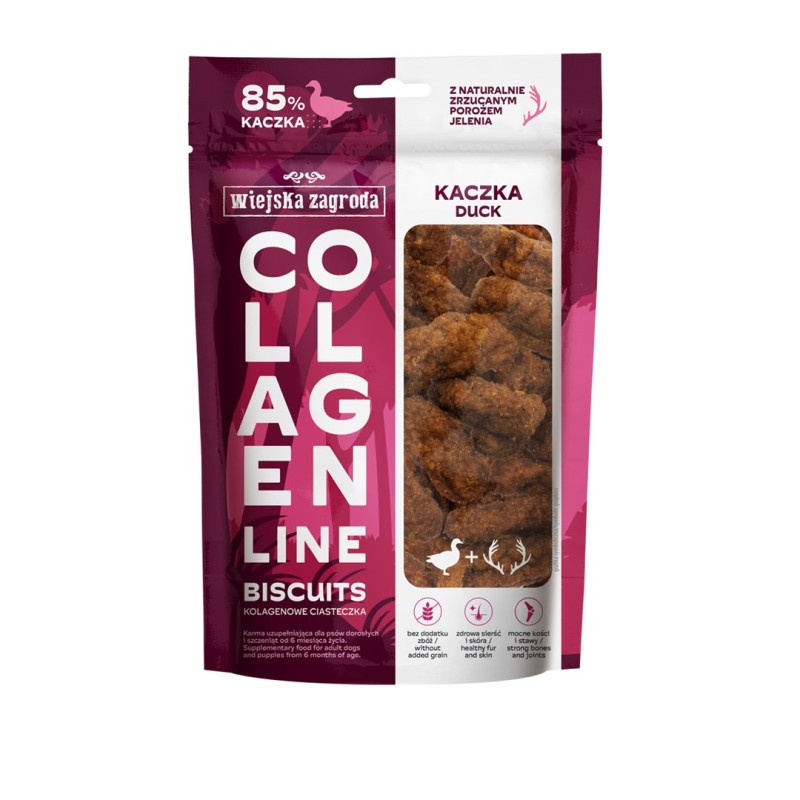 WIEJSKA ZAGRODA Collagen Line Collagen cookies Duck - dog treat - 90g