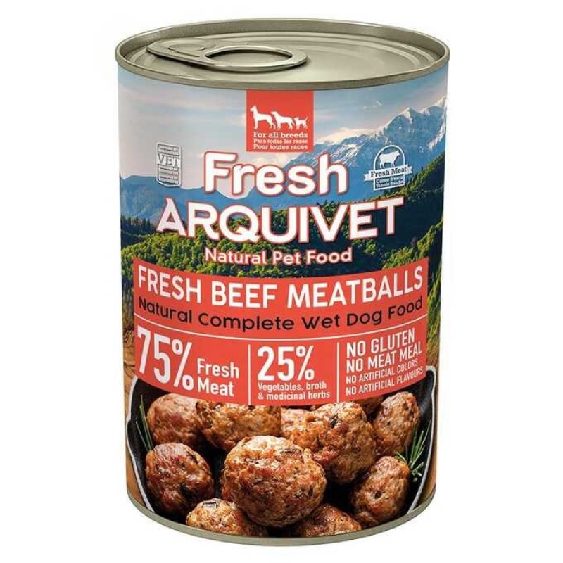 ARQUIVET Fresh Beef meatballs in sauce - wet dog food - 400g ARQUIVET Fresh Beef meatballs in sauce - wet dog food - 400g