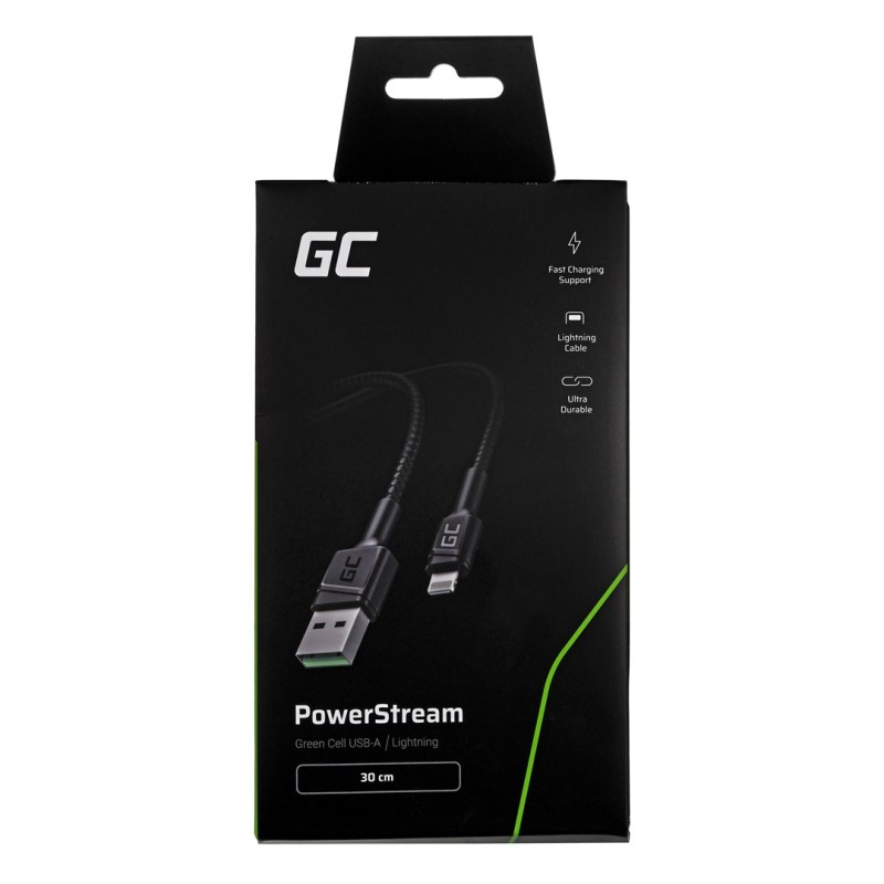 Green Cell KABGC24 lightning cable 0.3 m Black Green Cell KABGC24 lightning cable 0.3 m Black