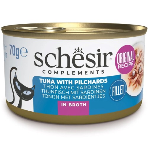SCHESIR in cooking broth Tuna with sardines - wet cat food - 70 g SCHESIR in cooking broth Tuna with sardines - wet cat food - 70 g