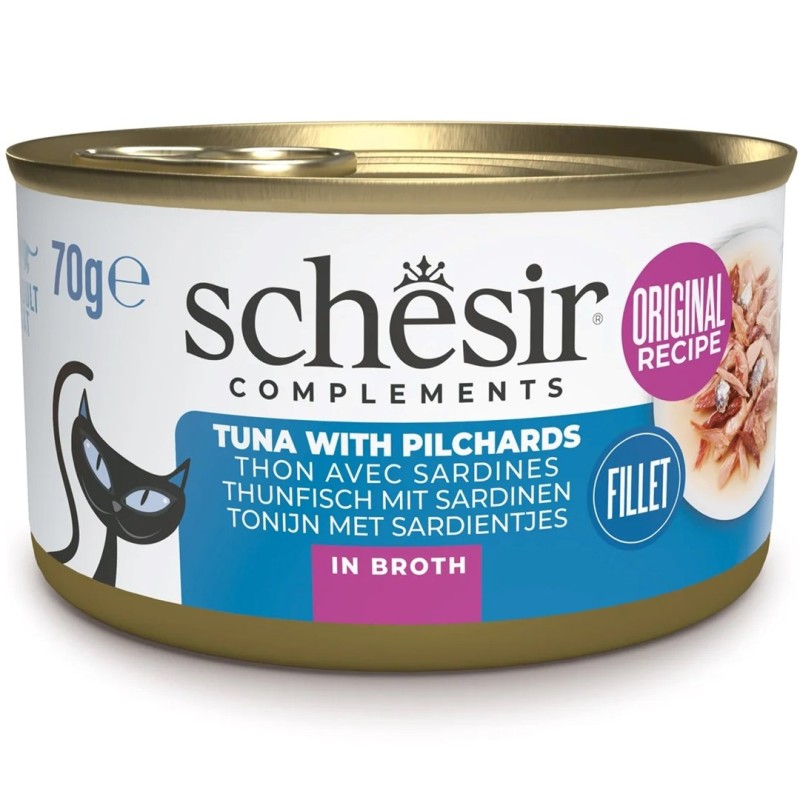 SCHESIR in cooking broth Tuna with sardines - wet cat food - 70 g SCHESIR in cooking broth Tuna with sardines - wet cat food - 70 g
