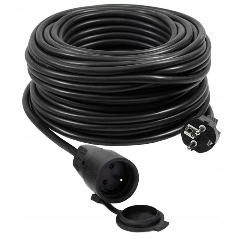 VERTEX PZO50M Retractable extension cable 50 m 3x2,5 mm Black