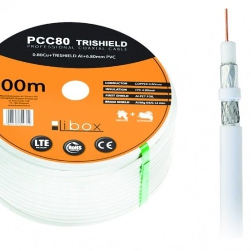 Libox Kabel koncentryczny PCC80 100m coaxial cable RG-6/U White