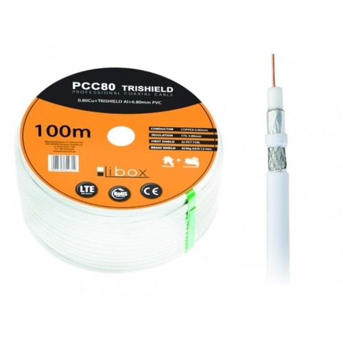 Libox Kabel koncentryczny PCC80 100m coaxial cable RG-6/U White Libox Kabel koncentryczny PCC80 100m coaxial cable RG-6/U White