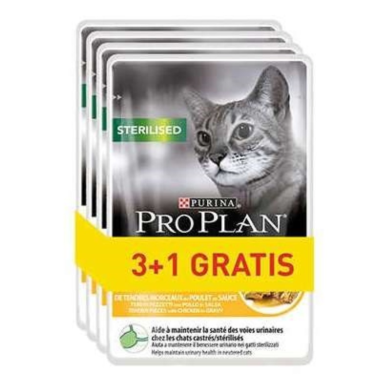 PURINA Pro Plan Sterilised Chicken - wet cat food - 85g 3+1