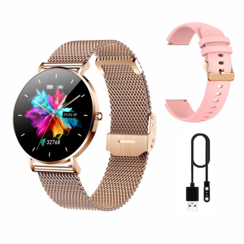 Manta Alexa women's smartwatch gold + pink strap Manta Alexa women's smartwatch gold + pink strap