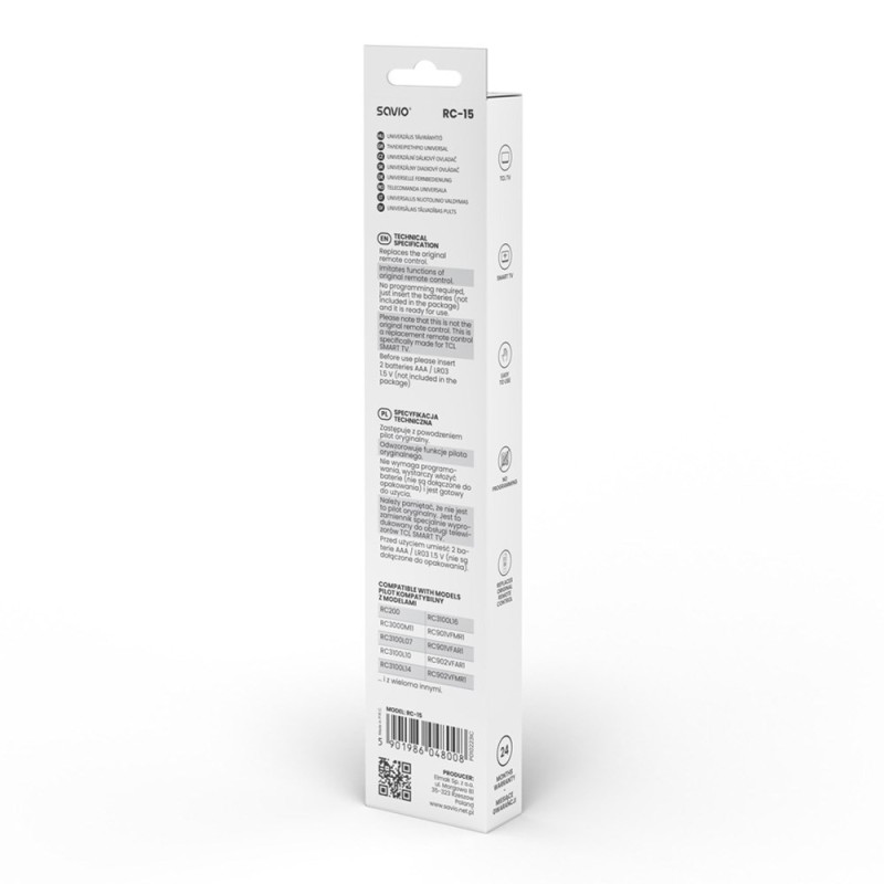 SAVIO RC-15 universal remote control/replacement for TCL , SMART TV SAVIO RC-15 universal remote control/replacement for TCL , SMART TV