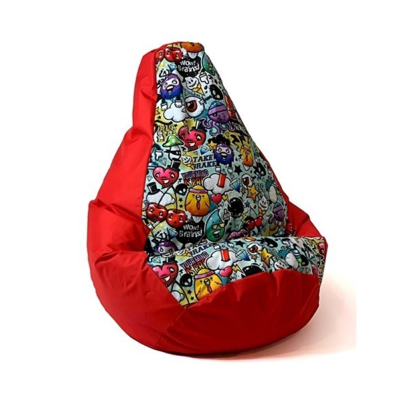 Sako bag pouffe Pear print red-graffiti XL 130 x 90 cm Sako bag pouffe Pear print red-graffiti XL 130 x 90 cm