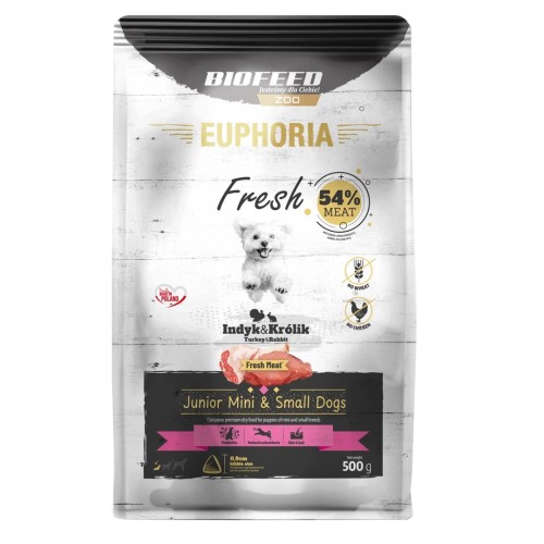 EUPHORIA Fresh Junior Turkey with rabbit XS/S - dry dog food - 500g EUPHORIA Fresh Junior Turkey with rabbit XS/S - dry dog food - 500g