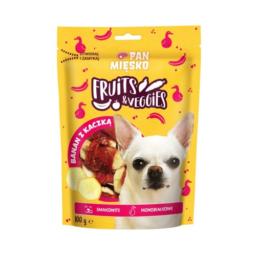 PAN MIĘSKO Fruits & Veggies Banana with duck - dog treat - 100g PAN MIĘSKO Fruits & Veggies Banana with duck - dog treat - 100g