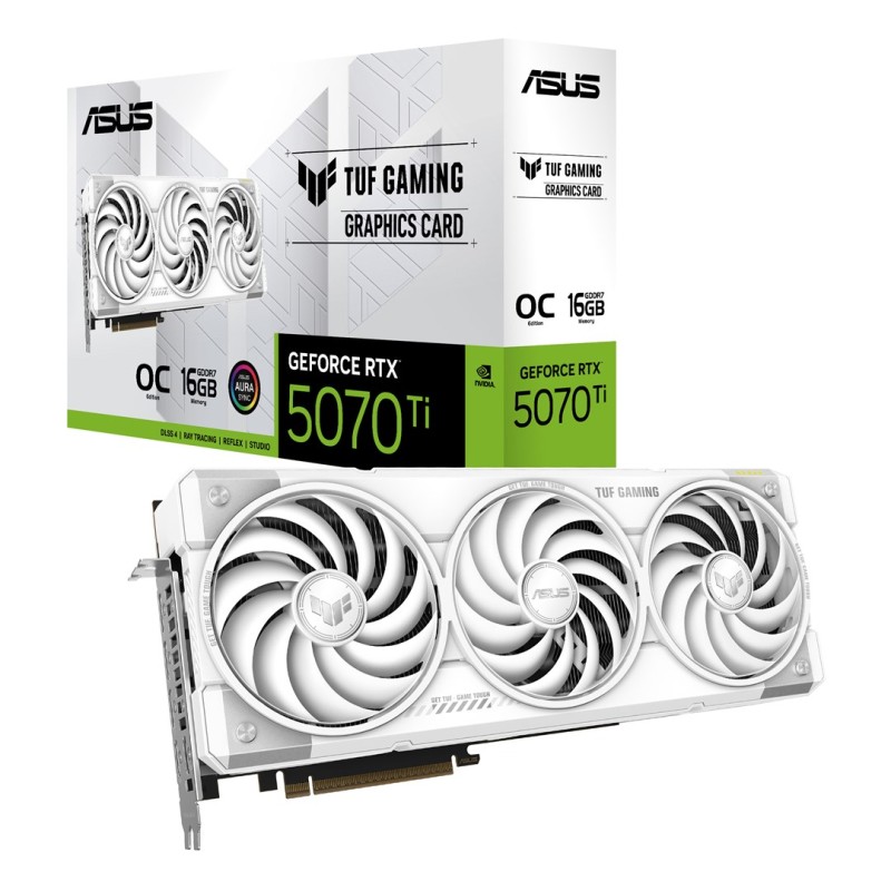 ASUS TUF Gaming TUF-RTX5070TI-O16G-WHITE-GAMING NVIDIA GeForce RTX 5070 Ti 16 GB GDDR7 ASUS TUF Gaming TUF-RTX5070TI-O16G-WHITE-GAMING NVIDIA GeForce RTX 5070 Ti 16 GB GDDR7