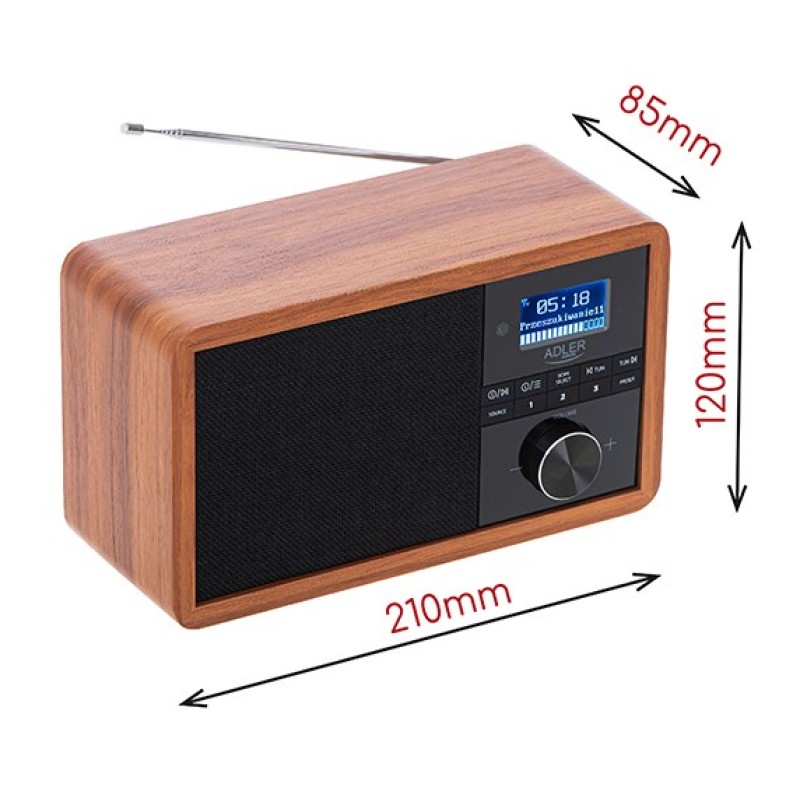 Adler AD 1184 radio Portable Digital Black, Wood Adler AD 1184 radio Portable Digital Black, Wood