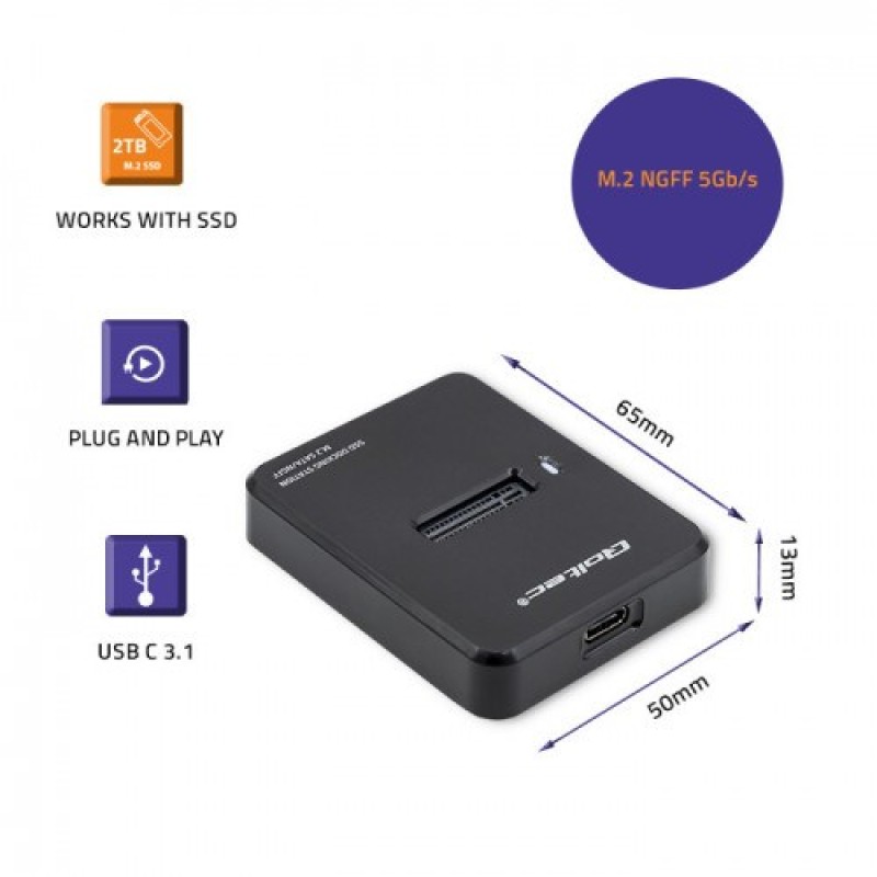 Qoltec 50314 storage drive enclosure SSD enclosure Black M.2 Qoltec 50314 storage drive enclosure SSD enclosure Black M.2