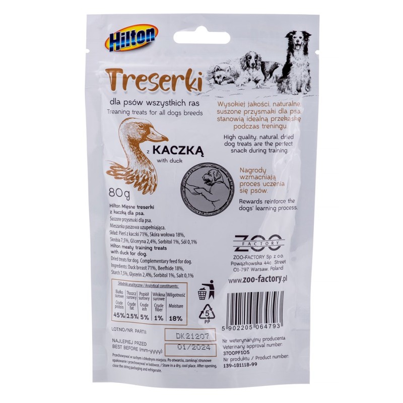 HILTON Treaning treats Duck - Dog treat - 80g HILTON Treaning treats Duck - Dog treat - 80g