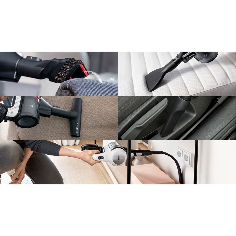 Bosch BSS711W stick vacuum/electric broom Battery Dry Bagless 0.3 L Black, Silver, White