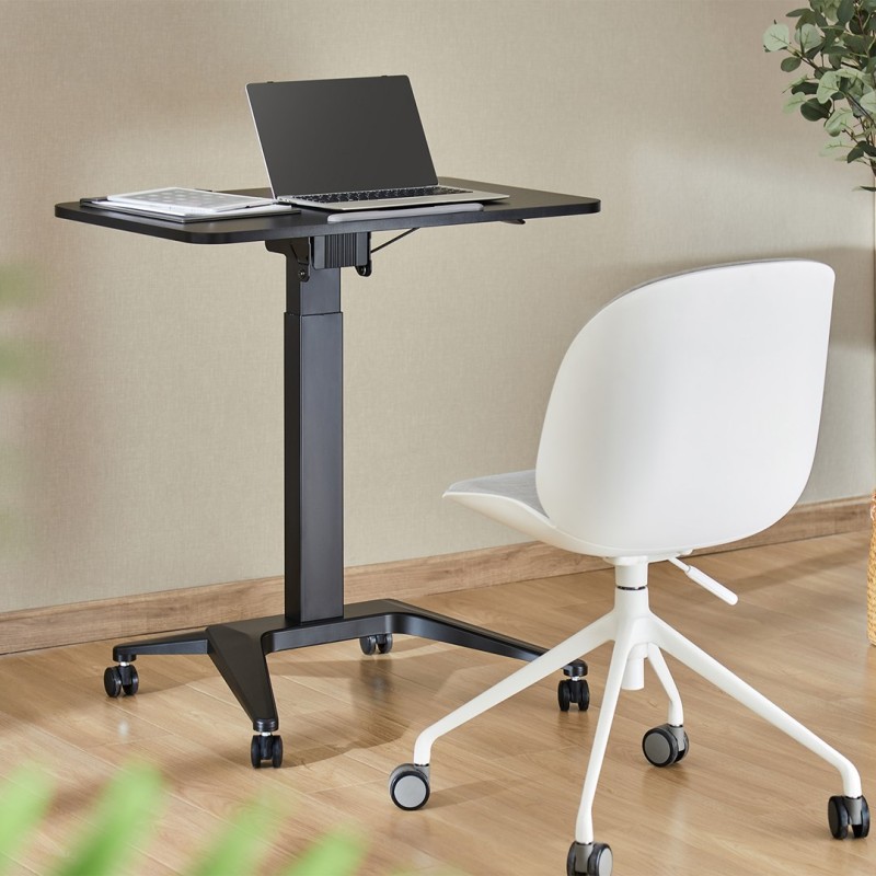 Maclean MC-453 B Mobile Laptop Desk with Pneumatic Height Adjustment, Laptop Table with Wheels, 80 x 52 cm, Max. 8 kg, Height Adjustable Max. 109 cm (Black) Maclean MC-453 B Mobile Laptop Desk with Pneumatic Height Adjustment, Laptop Table with Wheels, 80 x 52 cm, Max. 8 kg, Height Adjustable Max. 109 cm (Black)