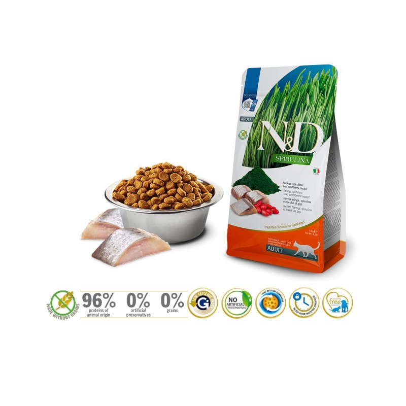FARMINA N&D Spirulina Herring - dry cat food - 1.5 kg FARMINA N&D Spirulina Herring - dry cat food - 1.5 kg