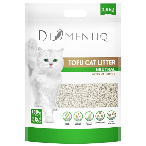 DIAMENTIQ Tofu Neutral Ultra clumping - plant-based litter - 2.5 kg DIAMENTIQ Tofu Neutral Ultra clumping - plant-based litter - 2.5 kg
