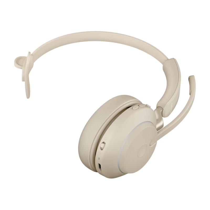 Jabra Evolve2 65 UC Mono Link380c - wireless over-ear headphones with stand, beige Jabra Evolve2 65 UC Mono Link380c - wireless over-ear headphones with stand, beige