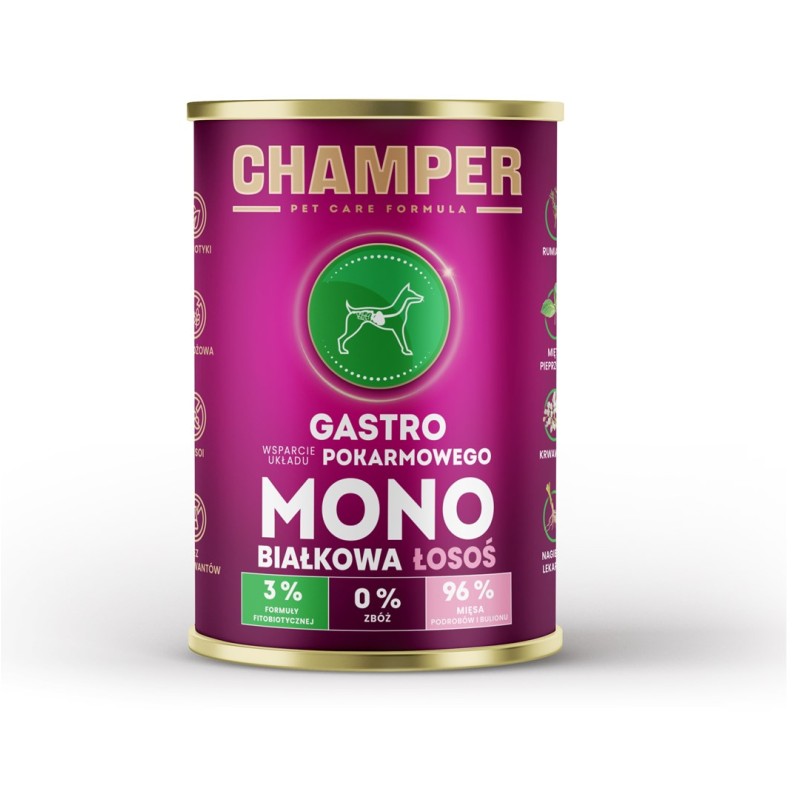 CHAMPER Gastro Monoprotein Salmon - wet dog food - 400g CHAMPER Gastro Monoprotein Salmon - wet dog food - 400g