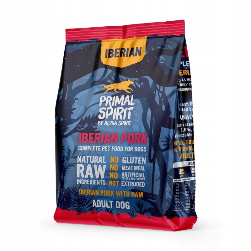 PRIMAL SPIRIT Iberian 70% Pork Ham – semi-moist dog food – 1 kg PRIMAL SPIRIT Iberian 70% Pork Ham – semi-moist dog food – 1 kg