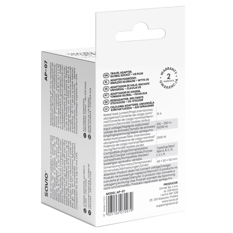 Savio AP-07 power adapter/inverter Universal 2500 W White Savio AP-07 power adapter/inverter Universal 2500 W White