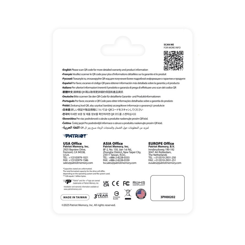 Patriot Memory Tab T560 64GB USB flash drive Dual USB 120MB/s (PS64GT560DS5D) Silver