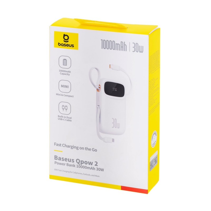 Baseus QPow2 Lithium Polymer (LiPo) 10000 mAh White Baseus QPow2 Lithium Polymer (LiPo) 10000 mAh White