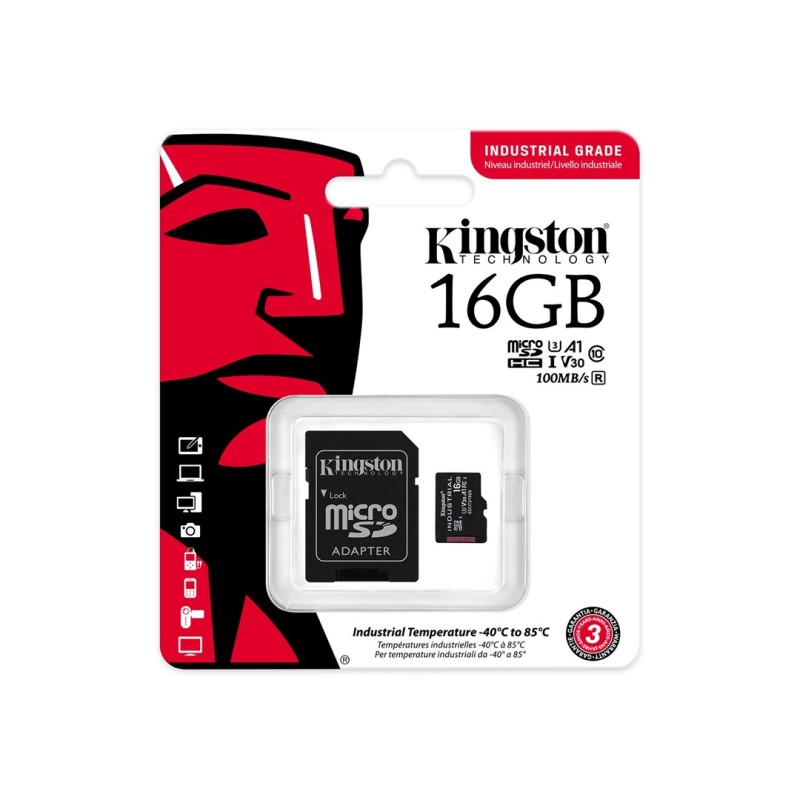 Kingston Technology Industrial 16 GB MicroSDHC UHS-I Class 10 Kingston Technology Industrial 16 GB MicroSDHC UHS-I Class 10