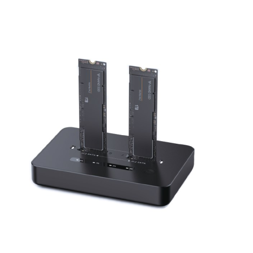 Gembird DD2-U3M2 Desktop dual drive USB Type-C M.2 NVME (and SATA) SSD docking station, black