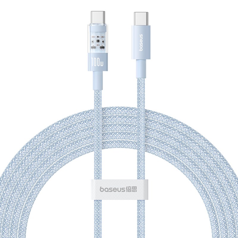 Baseus Gem USB C to USB C fast charging cable 2 m 100 W Blue Baseus Gem USB C to USB C fast charging cable 2 m 100 W Blue