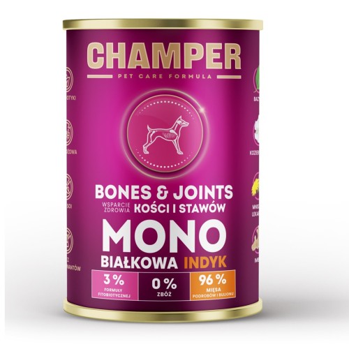 CHAMPER Bones & Joints Monoprotein Turkey - wet dog food - 400g CHAMPER Bones & Joints Monoprotein Turkey - wet dog food - 400g