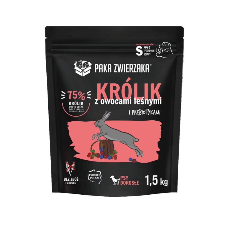 PAKA ZWIERZAKA Rabbit with forest fruits S - dry dog food - 1,5kg