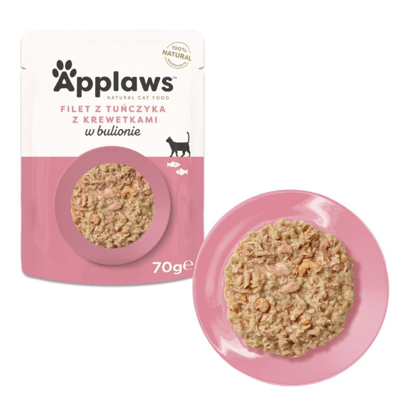 APPLAWS Tuna Fillet with prawn in broth - wet cat food - 70g