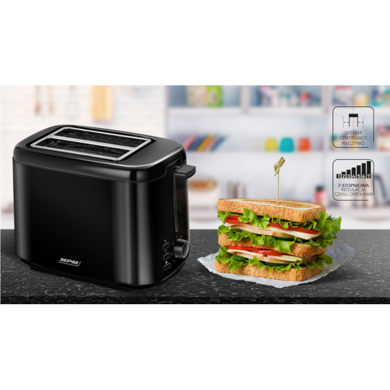 Toaster MPM MTO-07/c black Toaster MPM MTO-07/c black