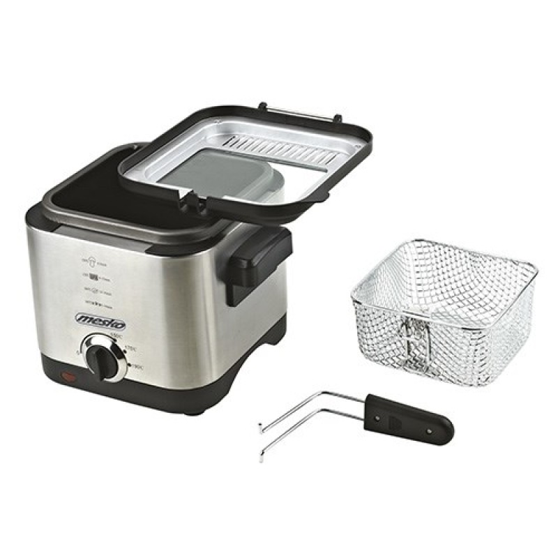 Mesko Home MS 4910 fryer Single 1.5 L Stand-alone 900 W Deep fryer Black, Satin steel Mesko Home MS 4910 fryer Single 1.5 L Stand-alone 900 W Deep fryer Black, Satin steel