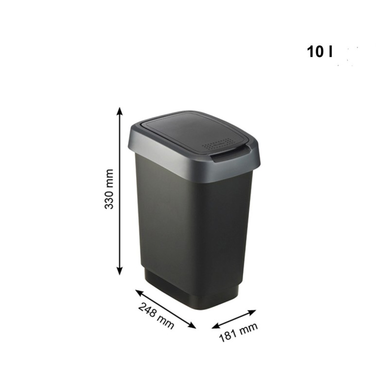 ROTHO Twist Silver - trash bin – 10l ROTHO Twist Silver - trash bin – 10l