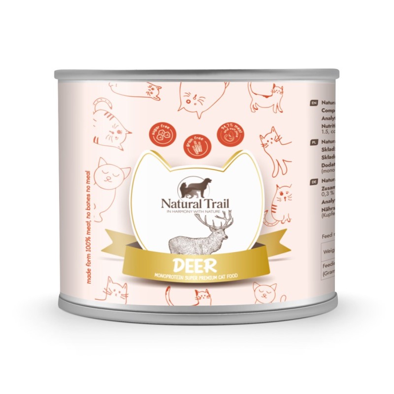 NATURAL TRAIL Monoprotein Deer - wet cat food - 185g