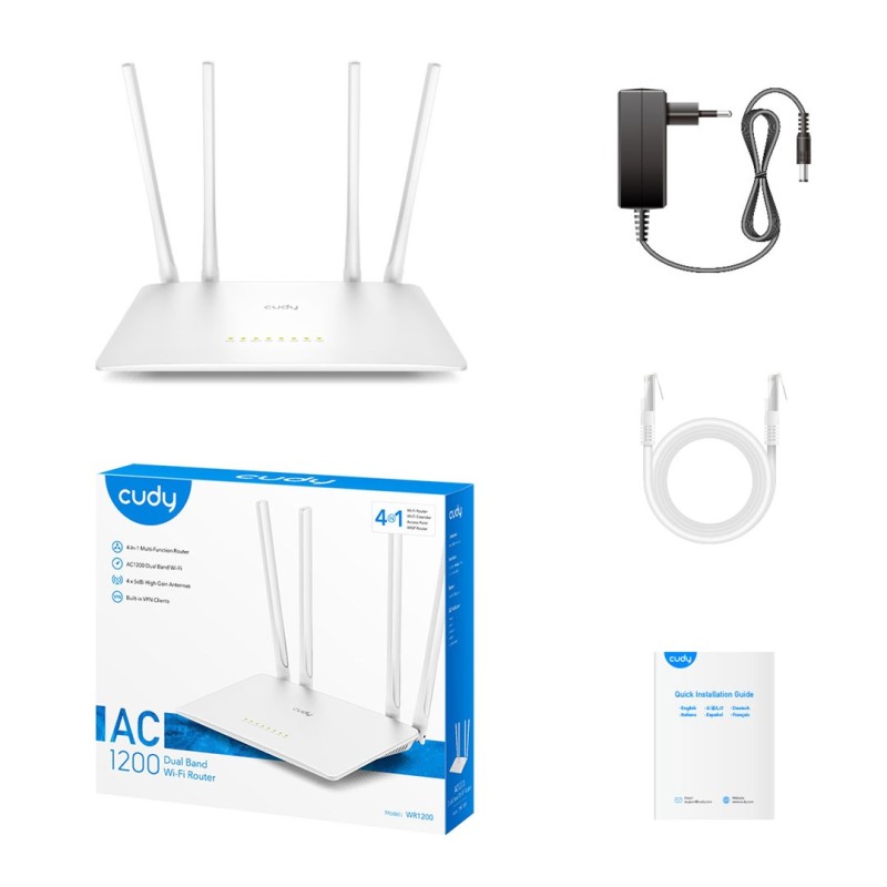 Cudy WR1200 wireless router Fast Ethernet Dual-band (2.4 GHz / 5 GHz) White Cudy WR1200 wireless router Fast Ethernet Dual-band (2.4 GHz / 5 GHz) White