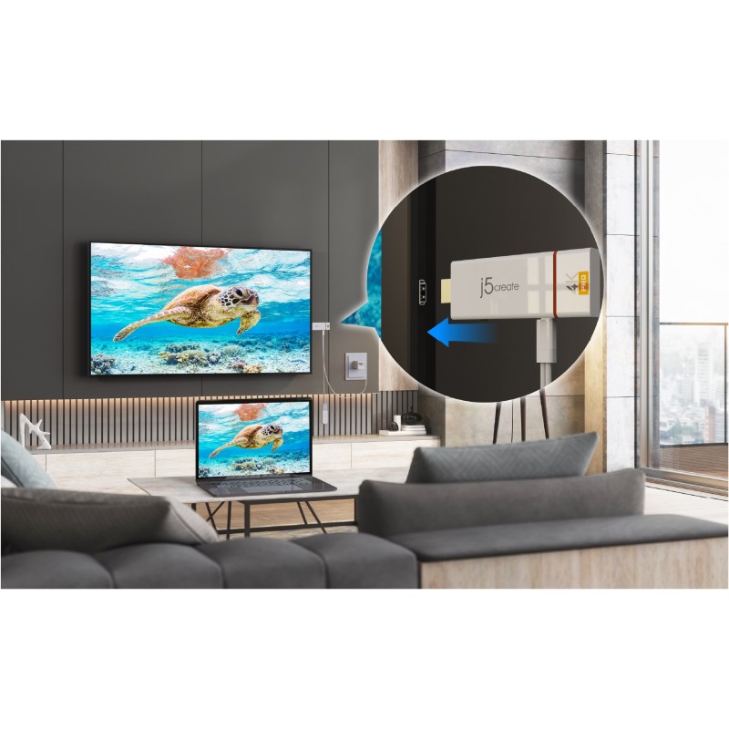 Adapter do bezprzewodowego przesyłania obrazu i dźwięku j5create Screencast 4K HDMI Wireless Display Adapter, Miracast/AirPlay/Chromecast, Admin Gateway Password, Double Antennas, kolor biały JVAW76MAX-N Adapter do bezprzewodowego przesyłania obrazu i dźwięku j5create Screencast 4K HDMI Wireless Display Adapter, Miracast/AirPlay/Chromecast, Admin Gateway Password, Double Antennas, kolor biały JVAW76MAX-N