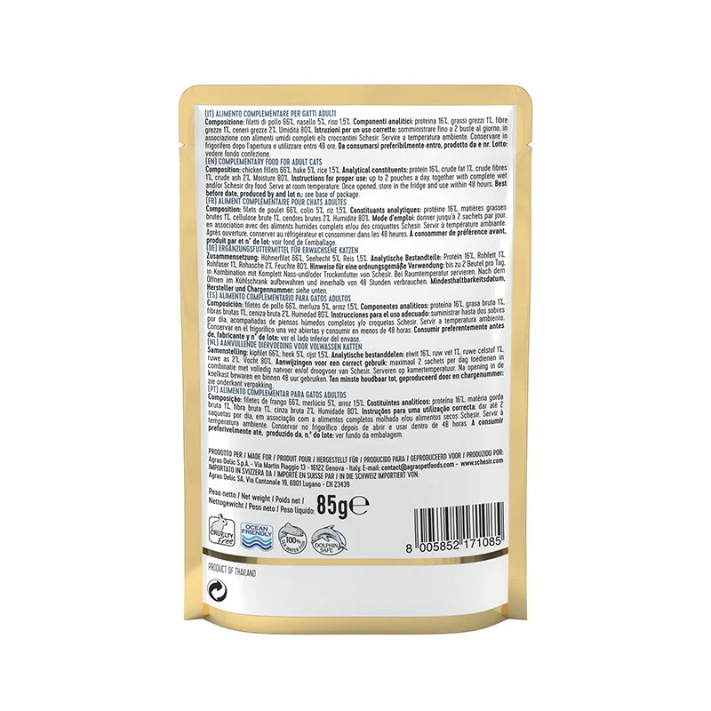 SCHESIR Chicken with hake in jelly - wet cat food - 85g SCHESIR Chicken with hake in jelly - wet cat food - 85g