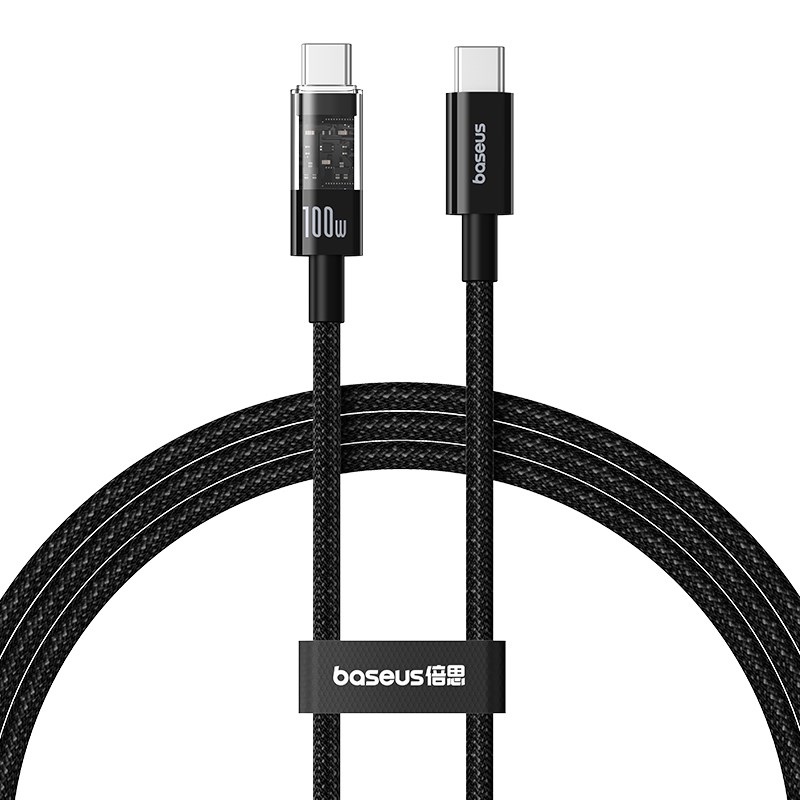 Baseus Gem USB C to USB C fast charging cable 1 m 100 W Black Baseus Gem USB C to USB C fast charging cable 1 m 100 W Black