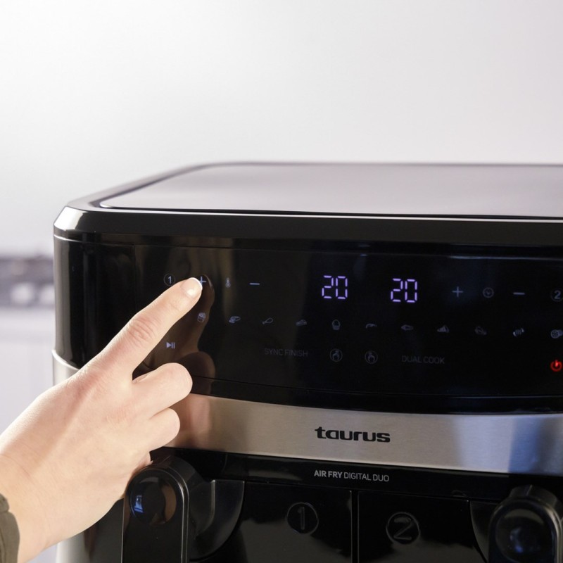 Taurus Air Fry Digital Duo Double 9 L 2200 W Hot air fryer Black Taurus Air Fry Digital Duo Double 9 L 2200 W Hot air fryer Black
