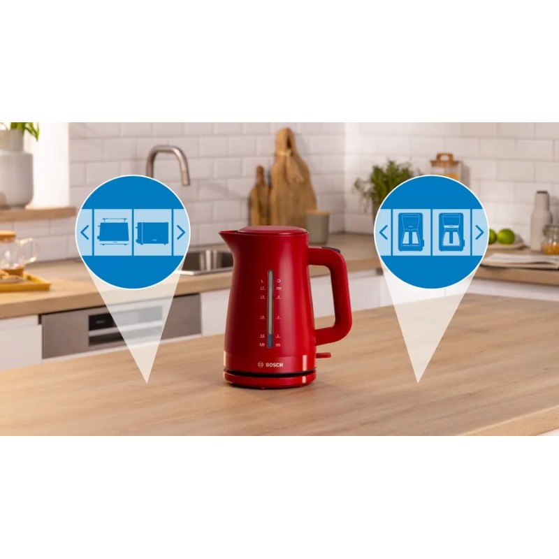 Bosch TWK3M124 electric kettle 1.7 L 2400 W Red Bosch TWK3M124 electric kettle 1.7 L 2400 W Red