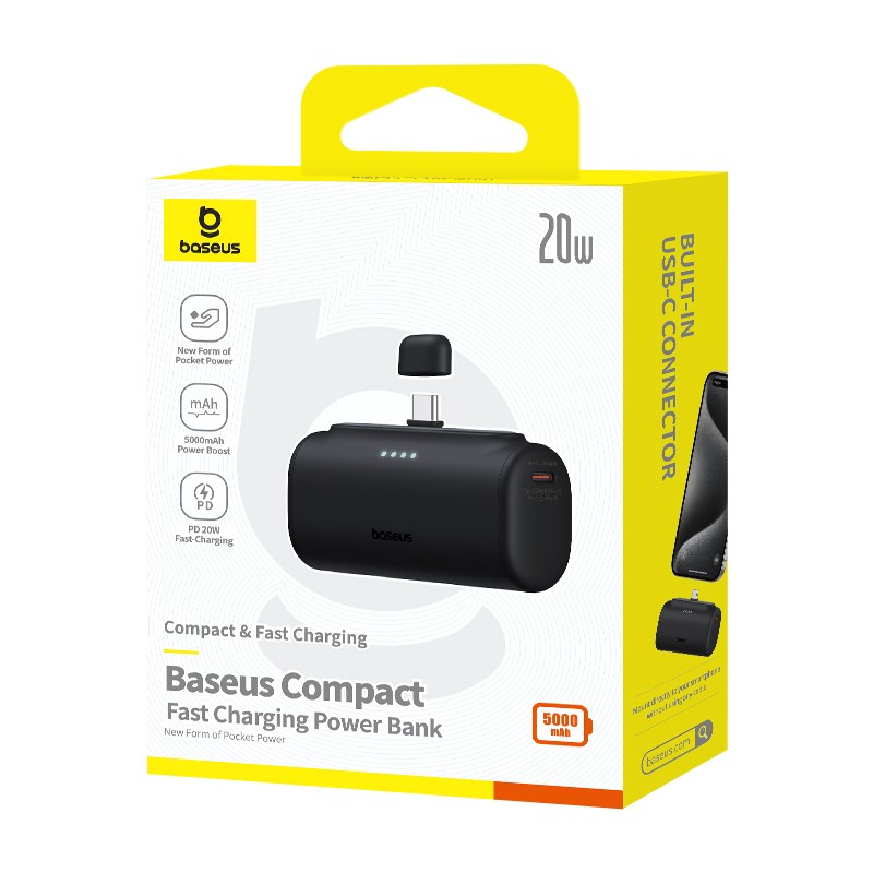 Baseus Compact P10068306113-00 Lithium-ion power bank 5000 mAh Black Baseus Compact P10068306113-00 Lithium-ion power bank 5000 mAh Black