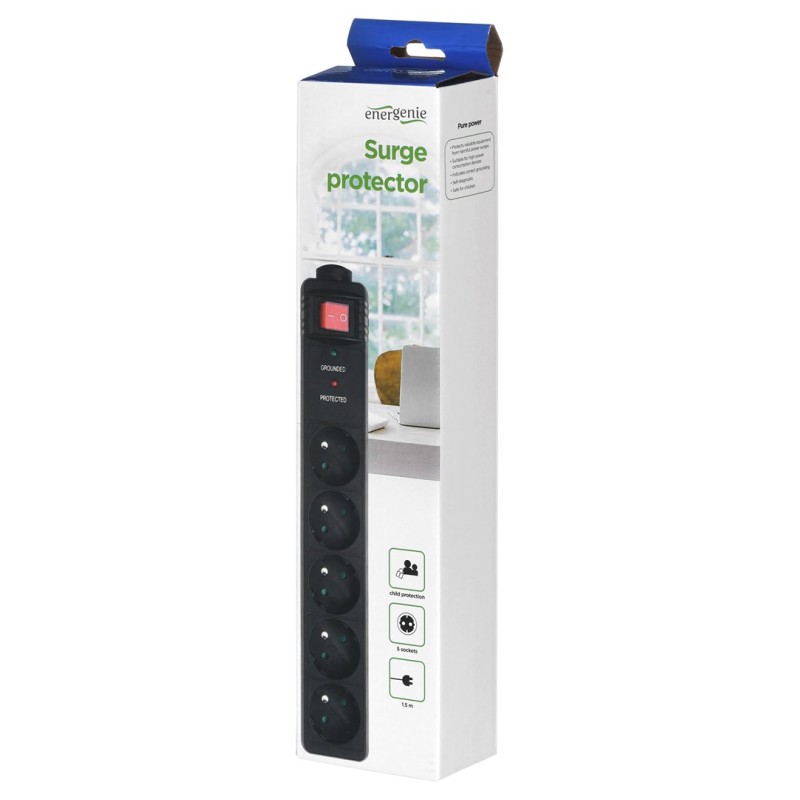 EnerGenie SPF5-C-5 surge protector 5 AC outlet(s) 250 V 1.5 m Black EnerGenie SPF5-C-5 surge protector 5 AC outlet(s) 250 V 1.5 m Black